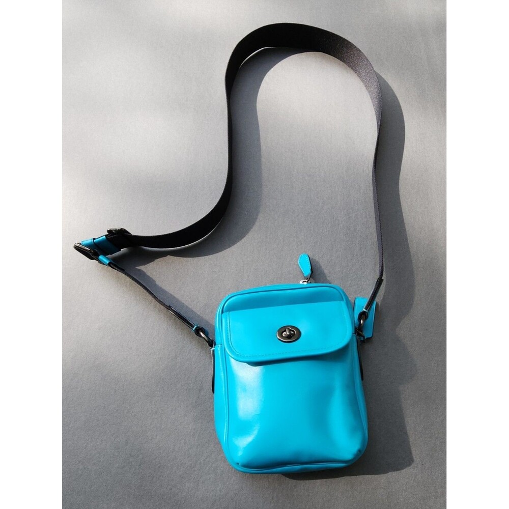 Coach Heritage Crossbody Bag Turquoise Blue Smooth Calf Leather C1269 Turnlock